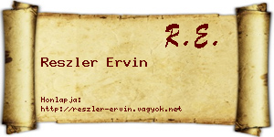 Reszler Ervin névjegykártya